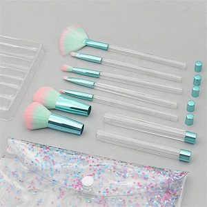 7Pcs Colorful Glitter DIY Makeup Brushes Sets Empty Tube Professional Make Up Brush Custom With PVC Bag