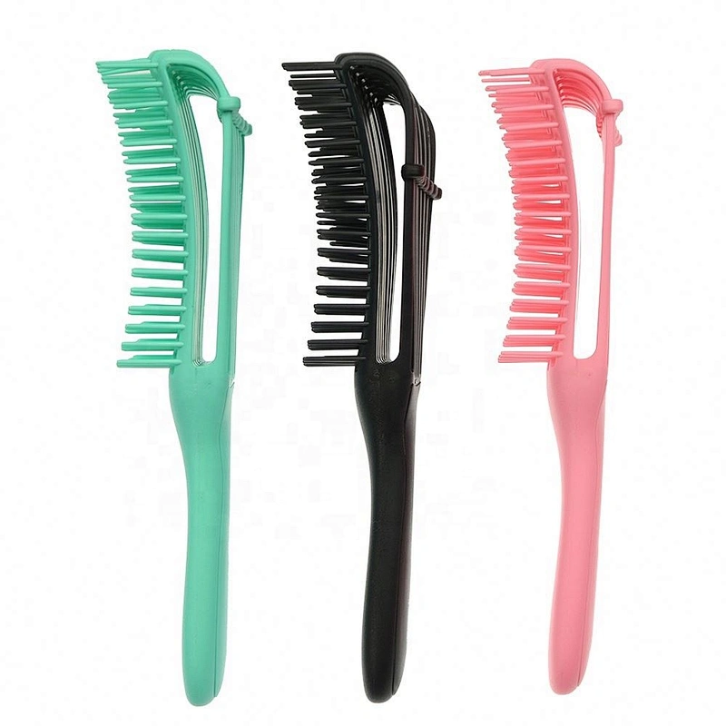 Private Logo One Piece Plastic Handle Styling Hair Brush Wet Detangling Flexible