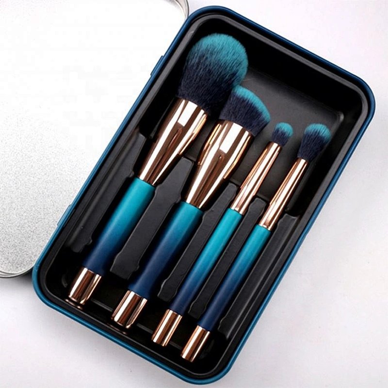 FYD 4 Pcs Gradient Blue Portable Premium Magnet Makeup Brush With Box