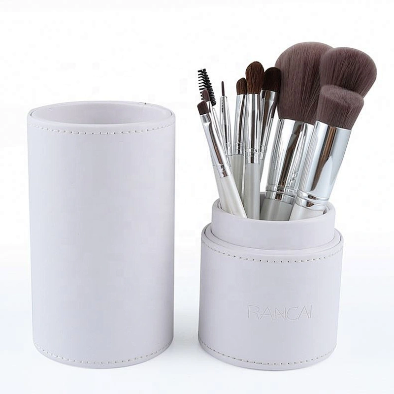 RANCAI 10Pcs Powder Foundation Blusher Lip Eyeliner Eyeshadow Blending Contour Makeup Brushes Set With Cylinder
