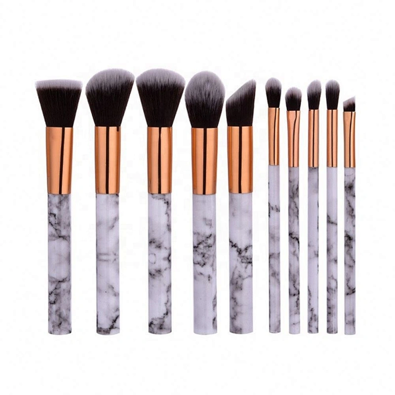 Professnial Women Makeup Brushes Extremely Soft Brush Set 10Pcs Foundation Powder Marble Make Up Tools