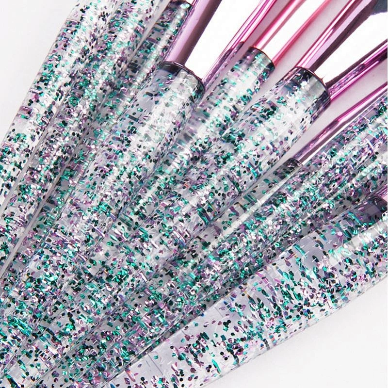 10 Pcs Crystal Colorful Makeup Brush Set Handle Powder Custom Logo Make Up