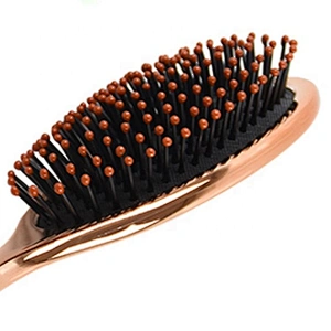 Anti static travel air cushion thicker bristles hair care electroplating rose gold hair brush