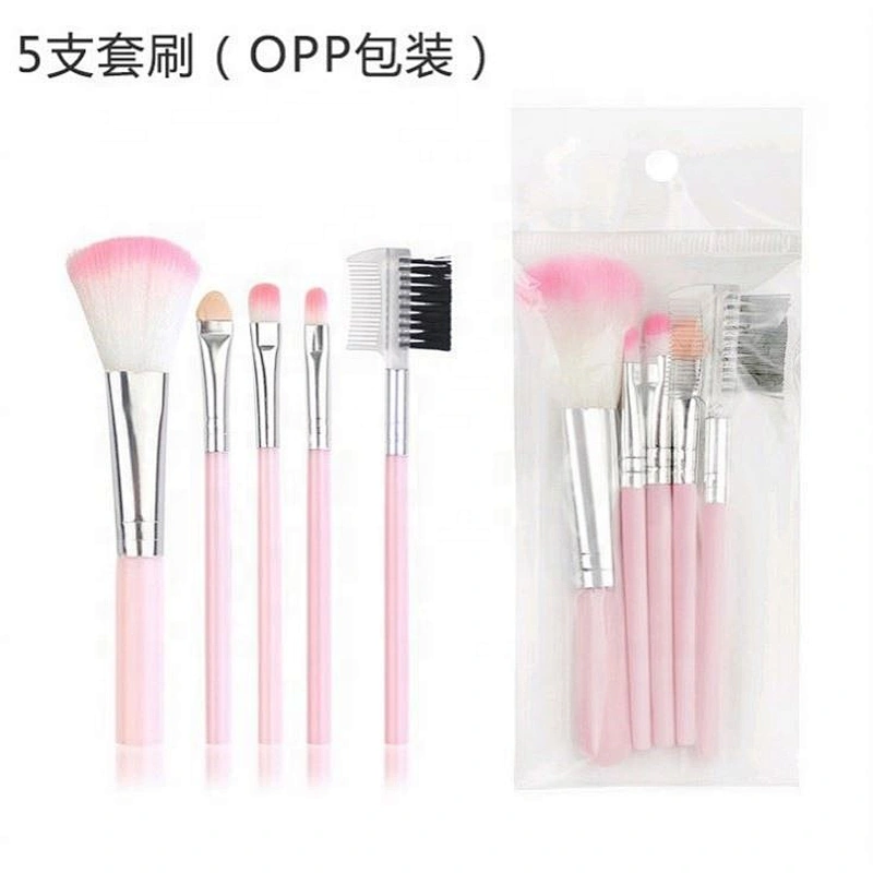 Free Sample 5Pcs Private Label Professional Makeup Brush Custom Set With Plastic Handle