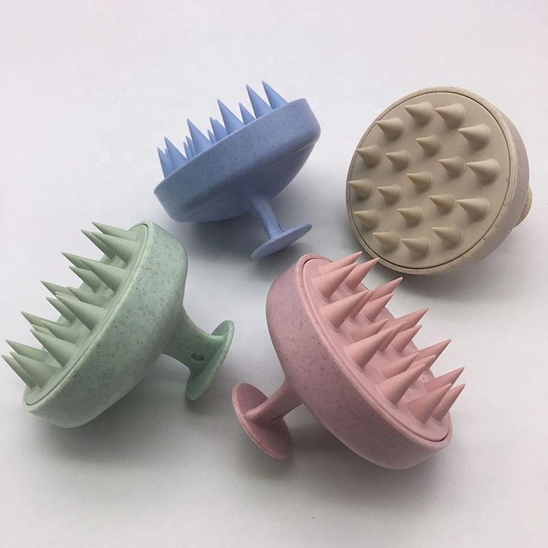 Factory Customized Logo Gifts Handle Wheat Straw Hair Detangling Comb Silicone Scalp Massage Shampoo Brush
