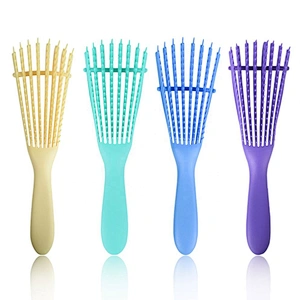 Amazon Hot Sale Custom Logo Women's Hair Detangling Brush Plastic 8 Rows Anti-Static Scalp Massage Fast Drying Hairbrush
