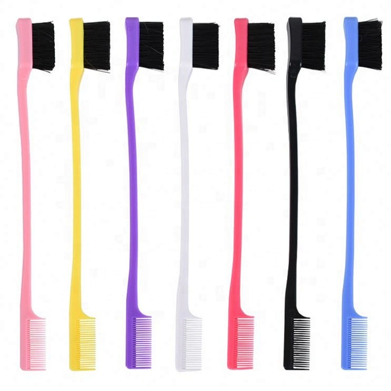 Wholesale custom private label cheap bedazzled double sided eyebrow comb edge control hair Brush