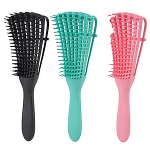 Free sample Curve Fast Drying octopus 8 rows Anti-Static Scalp Plastic  Massage Vent Detangling Hair Brush