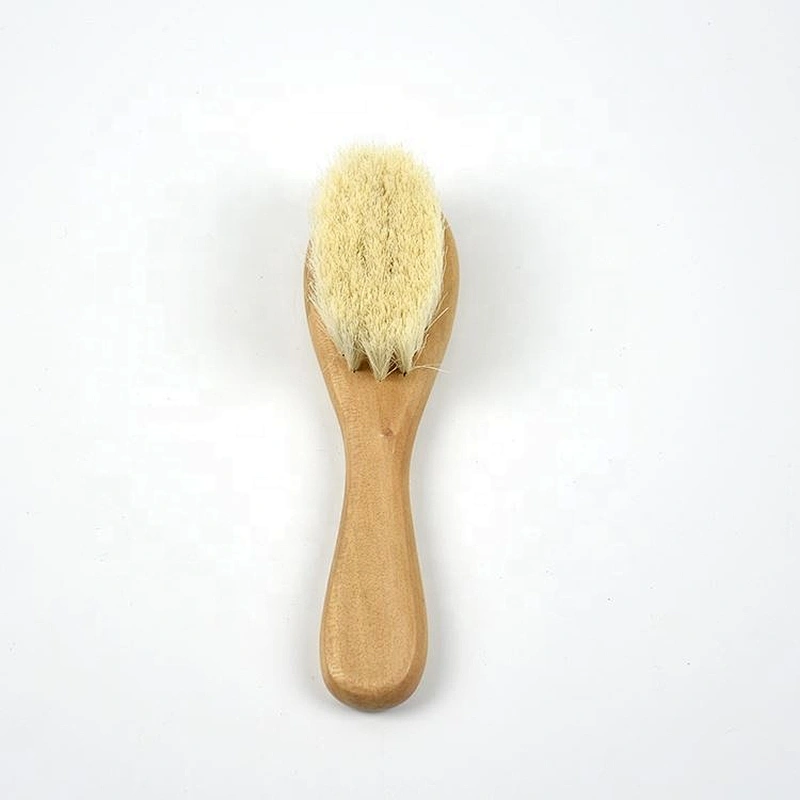 Wood Handle Material and soft Bristle Brush Material Baby Goat Bristle Cute Newborn kids HairBrush