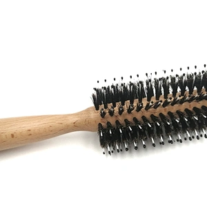 wholesale custom logo wooden 100% boar bristle hard wave crown hair brush curved for mens