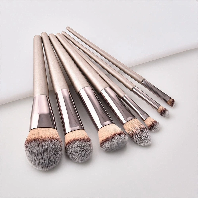 10Pcs Cosmetic  Make Up Brush Champagne Color Makeup Brushes Set