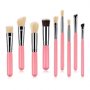 Factory Price 9PCS Pink Foundation Cheap Good Quality Face Makeup Brush Holder Set Online Professional Cosmetics Brushes
