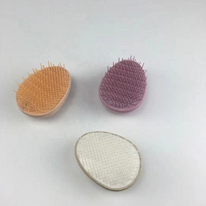 Eco Friendly Biodegradable Wheat Straw Plastic Egg Shape Tangle Tezer Detangling Scalp Massage Hair Brush For Curly