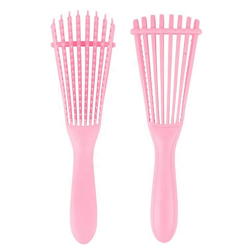 Customize private label flexible dry 8 rows hairdressing salon styling pink detangling hair brush