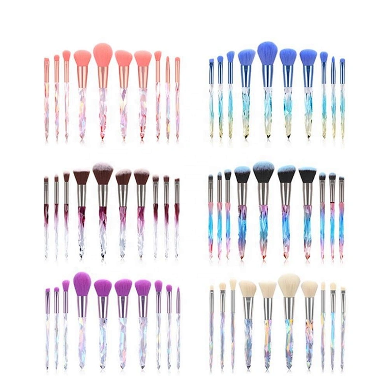 Custom Logo Gift Box Makeup Brushes 10Pcs Rainbow Face Eye Make Up Brush Kit