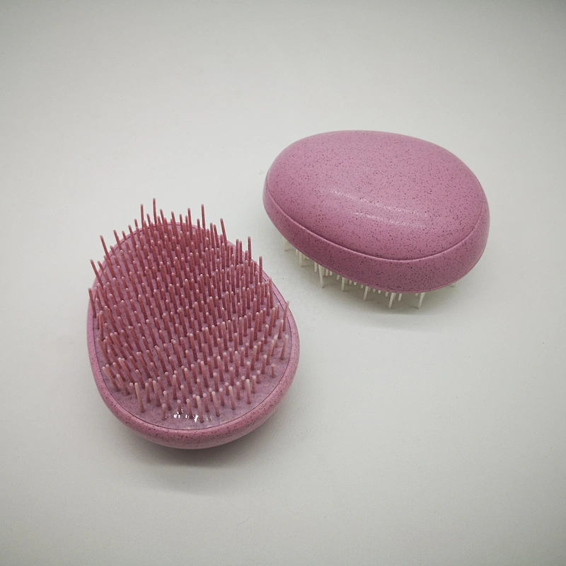 Eco Friendly Biodegradable Wheat Straw Plastic Egg Shape Tangle Tezer Detangling Scalp Massage Hair Brush For Curly