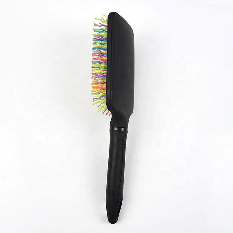 Natural big size paddle hairbrush custom logo rainbow hair brush for woman