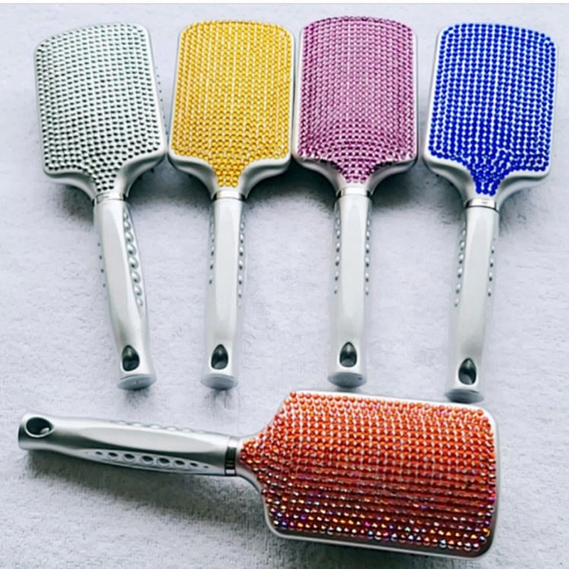 OEM private label new arrival rhinestone scalp massage hair brushes manufacturing bling blinged brush