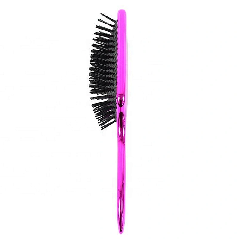 Girls beauty care electroplating shiny soft bristle massage cushion private label paddle brush