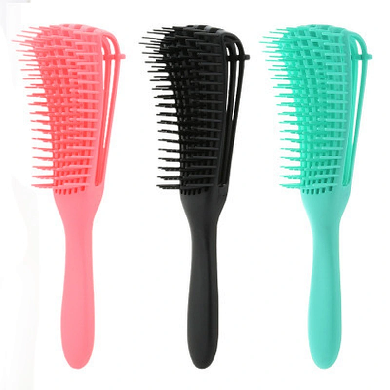 Wanmei Wholesale Custom Logo Products Eight Rows Detangling Massage Detangle Hair Brush For Curly