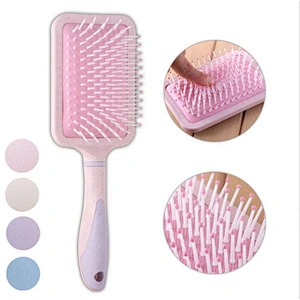 Wholesale Pink Paddle Cushion Plastic Hair Brush Soft Nylon Bristle Detangling Logo Wet For Extensions