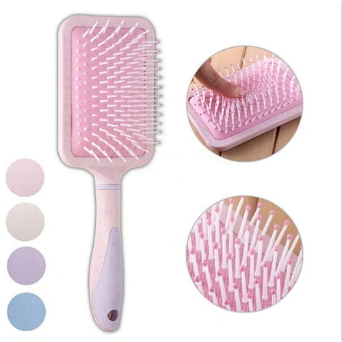 Wholesale Pink Paddle Cushion Plastic Hair Brush Soft Nylon Bristle Detangling Logo Wet For Extensions