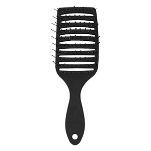 Hair extension custom printed curved vent brush square black soft touch plastic wave brush