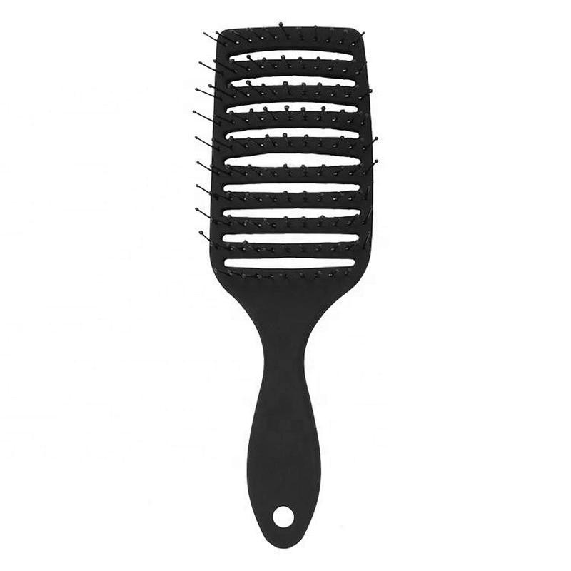 Hair extension custom printed curved vent brush square black soft touch plastic wave brush