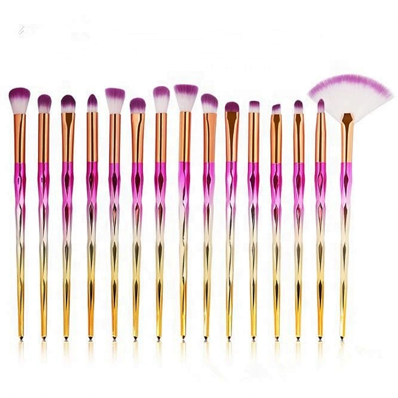 He13145a Manufacturers Direct Sale 15 Diamond Handle Eye Makeup Brush Set Tools