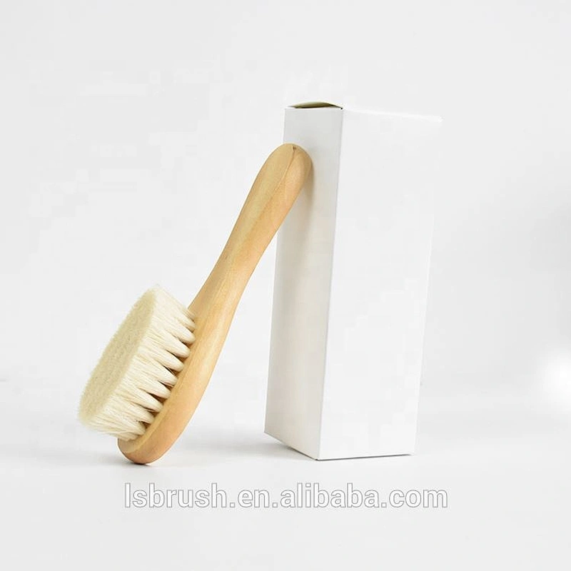 Comfortable soft popular small pure natural set of 2 mini goat bristle wooden baby hair brush set