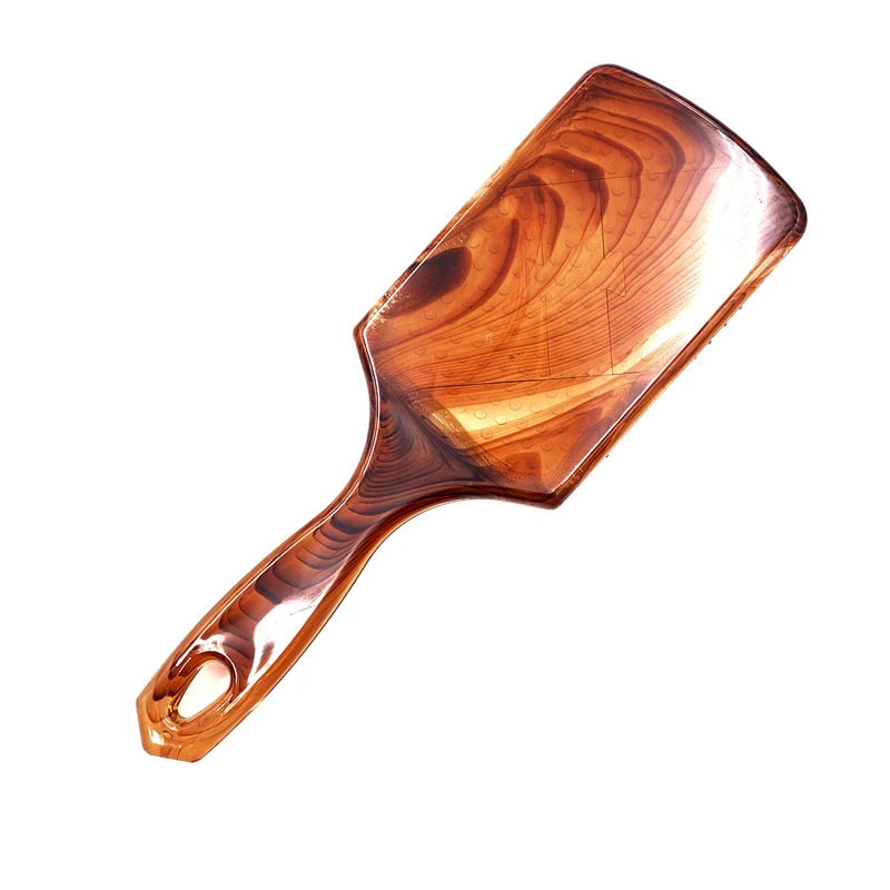 Wholesale Amber Paddle Cushion Plastic Hair Brush Soft Nylon Bristle Detangling Logo Hair Brush for hair extensions