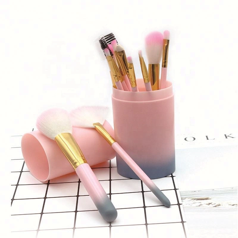 Private Label Have Oval Makeup Brush Set Barrel 12 Pcs Foundation Eye Shadow Lash Brow