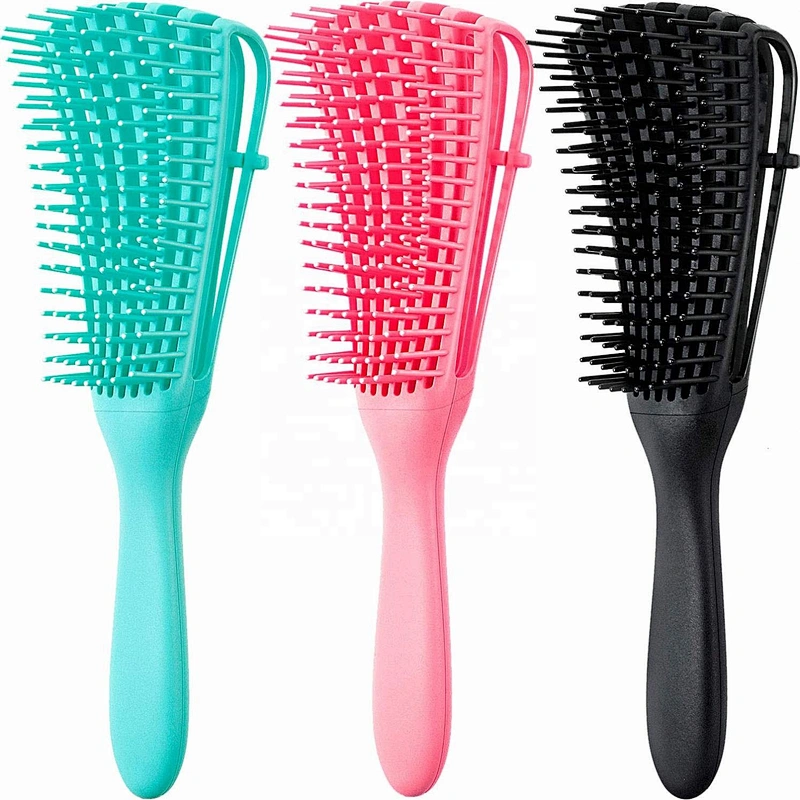 Wholesale Custom Logo Products Eight Rows Detangling Massage Detangle Hair Brush For Curly