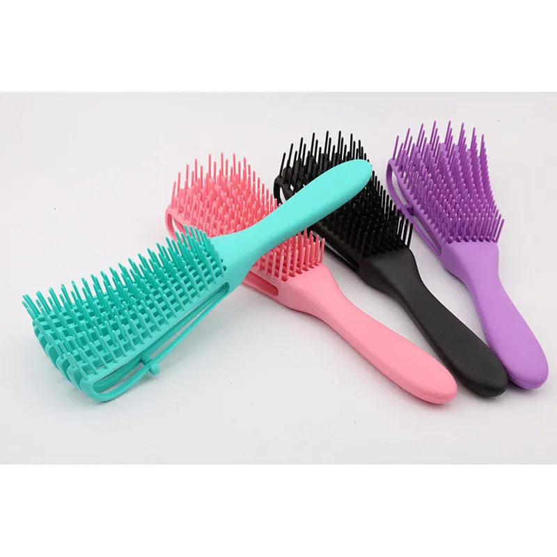 B1756 Powerful Function Tangle Removal Women Men Salon Detangler Natural Hair Brush Multi Color Scalp Massage Curly Plastic Comb
