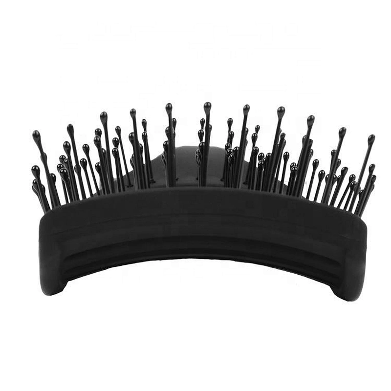 Hair extension custom printed curved vent brush square black soft touch plastic wave brush