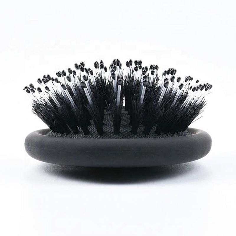 Adult original detangler antistatic black oval brush rubber cushion natural nylon boar bristle hairbrush