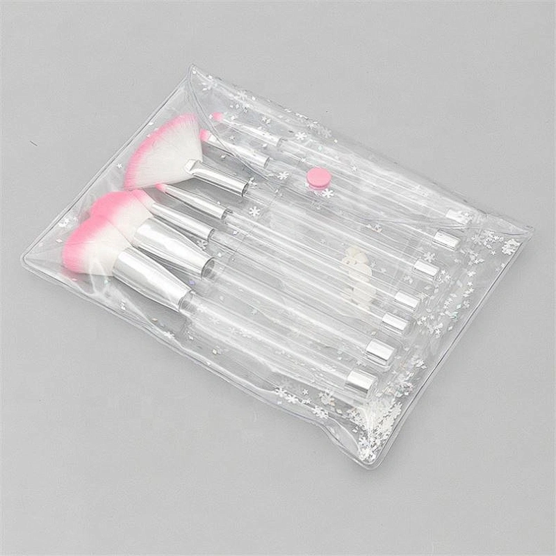 7Pcs Colorful Glitter DIY Makeup Brushes Sets Empty Tube Professional Make Up Brush Custom With PVC Bag