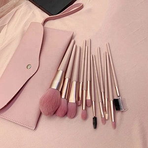 Professional Custom 7Pc Beauty Tools Soft Nylon Hair Wood Handle Pink Cosmetic Brush Kit