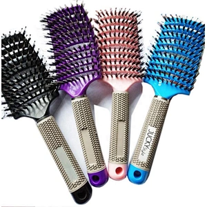 Boar Bristle Hair Brush,Curved Vented Professional Detangling Brush For Long,Thick,Thin Curly & Tangled Vent