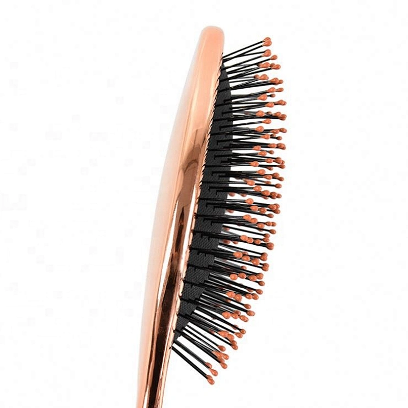 Multi-color Girls Princess Wholesale Factory Small MOQ Massage Cushion Electroplated Hair Brush Rose Gold Round Vent Paddle