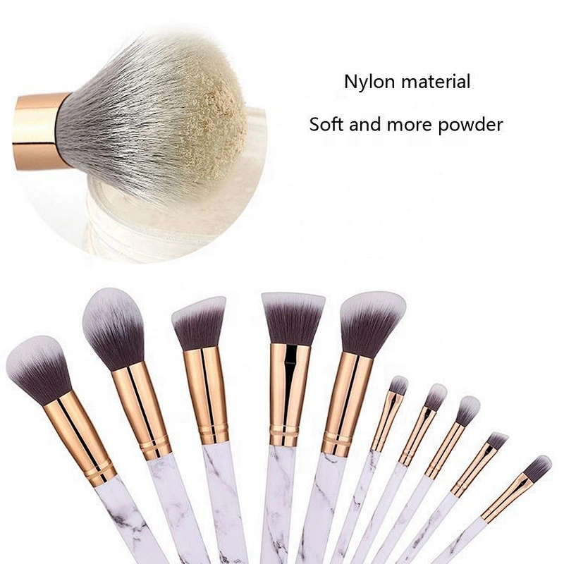Hot Sale High Quality Marble Cosmetic Brushes 10Pcs Soft Makeup Brush Set