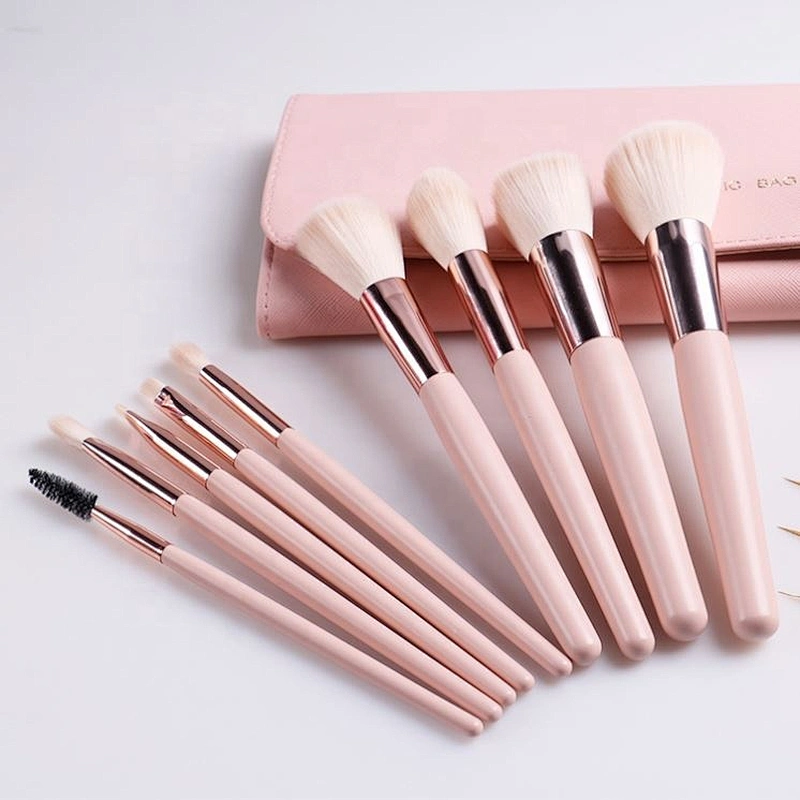 9 Piece Wooden Handle Material Cosmetic Travel Makeup Brush Set