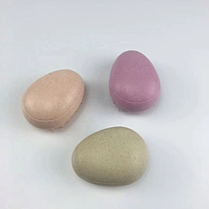 Eco Friendly Biodegradable Wheat Straw Plastic Egg Shape Tangle Tezer Detangling Scalp Massage Hair Brush For Curly