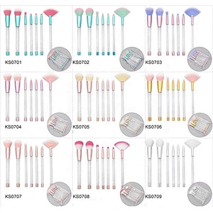 7Pcs Colorful Glitter DIY Makeup Brushes Sets Empty Tube Professional Make Up Brush Custom With PVC Bag