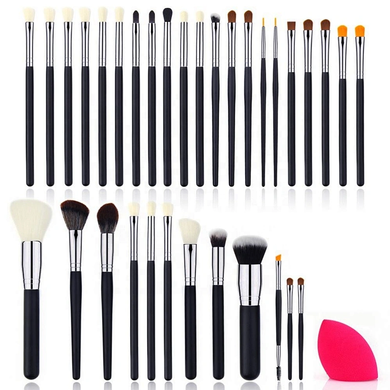 Custom 33Pcs Branded Makeup Brush Set With Organizer Holder Kits Foundation Powder Blush Contour Make Up