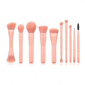 Pink 10 Pcs Cosmetic Face Makeup Brush Set Private Label With Double Head