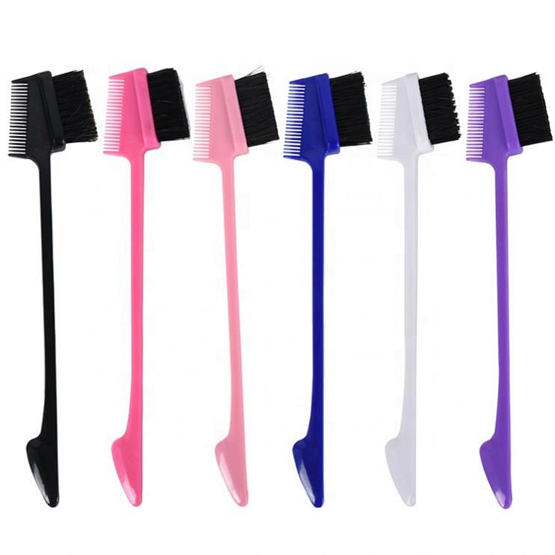 Amazon hot selling product flat eyebrow clean comb double plastic colorful edge control brush for hair