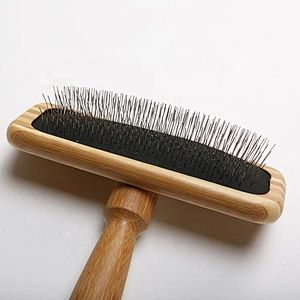 Bamboo Wood Cat Dog Pet Massage Hair Grooming Brush Slicker