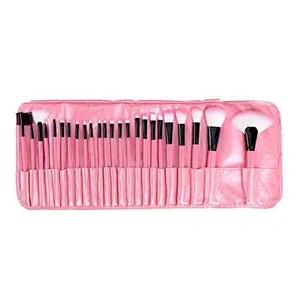 24piece Custom High Quality Professional Low MOQ Wooden Handle Makeup Brush Sets with Bag Foundation Fan Brush Synthetic Hair