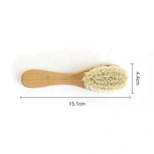 Baby Hair Brush and Comb Set Goat Bristles Infant Hair Helps Prevent Cradle Cap OEM Wooden with Natural Round Vent Wood Compact